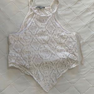 White lace crop top